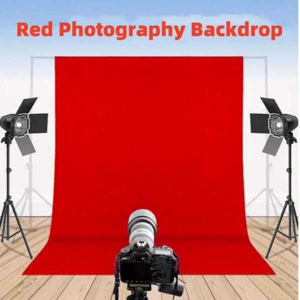 Red 2Mx3M Hridz Muslin Backdrops for Photography Cloth Screen Photo Background Color Chromakey for Studio Video Wedding Ceremony Home Decoration Supply