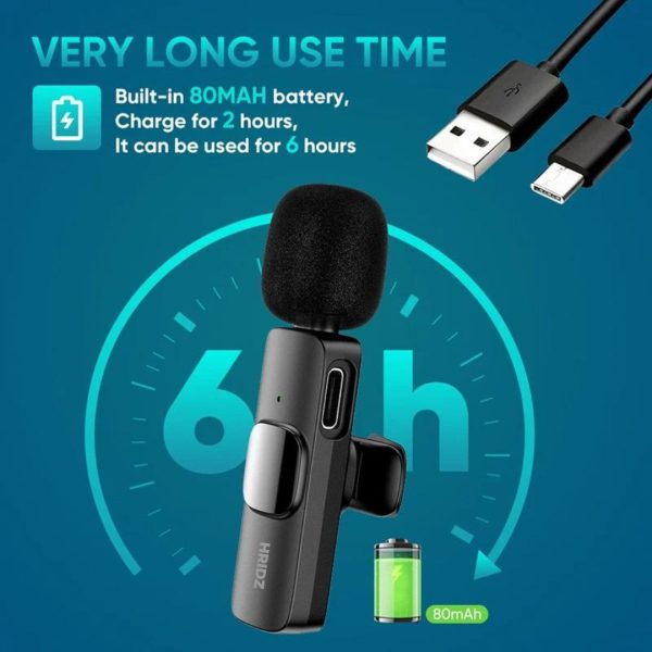 Hridz K9 Wireless Rechargeable Microphone For Lightning Port Devices Recording Interview Online Hot Sale