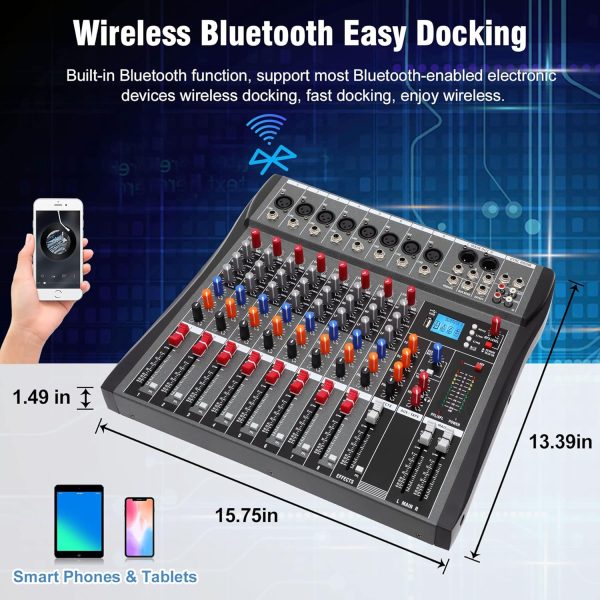 Hridz 8 Channels Audio Sound Mixer Mixing DJ Console USB with 48V Phantom Power Online now