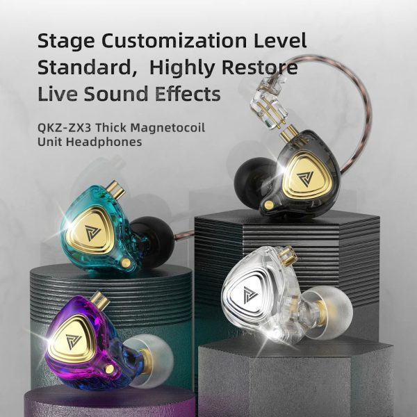 QKZ ZX3 No-Mic Dynamic Earphone In-Ear Monitor HiFi Heavy Bass Wired Headphones Gaming Sports Music Stereo Headsets Online now