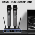 HRIDZ Wireless Microphone System Dual UHF Handheld Mics with 100m Range Receiver for Karaoke Meetings Parties Supply