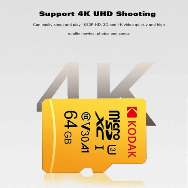 Kodak Micro SD Card Memory Card Class 10 64GB U3 4K High Speed Cartao De Memoria Flash Memory TF Mecard C10 Discount