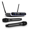 HRIDZ Wireless Microphone System Dual UHF Handheld Mics with 100m Range Receiver for Karaoke Meetings Parties Supply