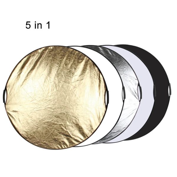 Hridz 110cm 5in1 portable light reflectors with Grip Translucent, Silver, Gold, White, and Black Supply